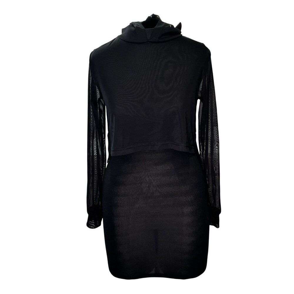 Balera Black Mesh Hooded Cropped Top Dancewear 96% Polyester 4% Spandex